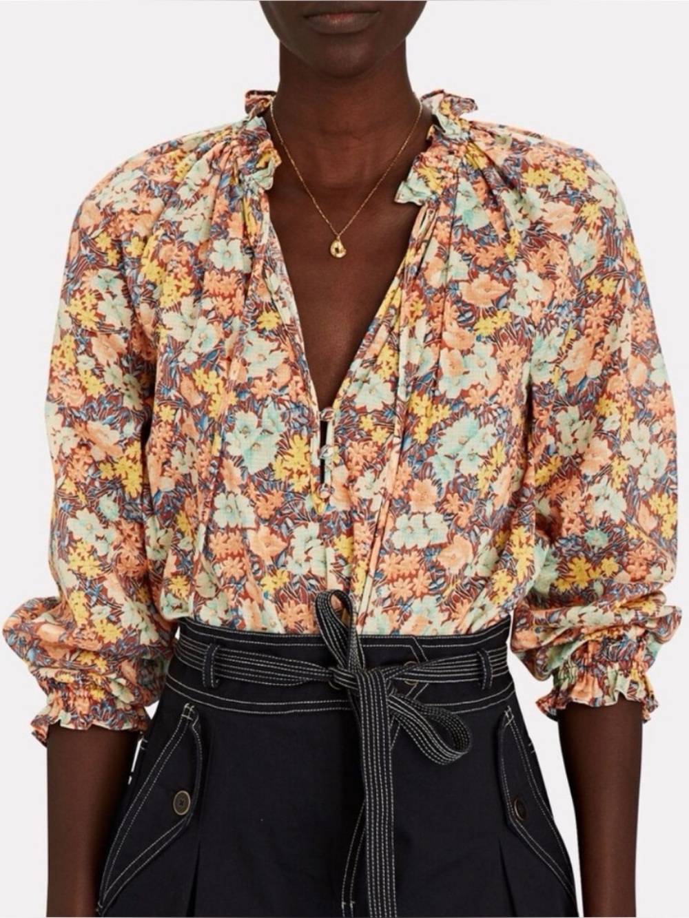 Veronica Beard Antoinette Floral Cotton Blouse Size 14